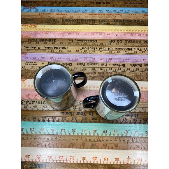 2 Vintage 80s Thermo-Serv Coffee Mugs made in USA Cabin Mill Print Currier Ives - Picture 10 of 11